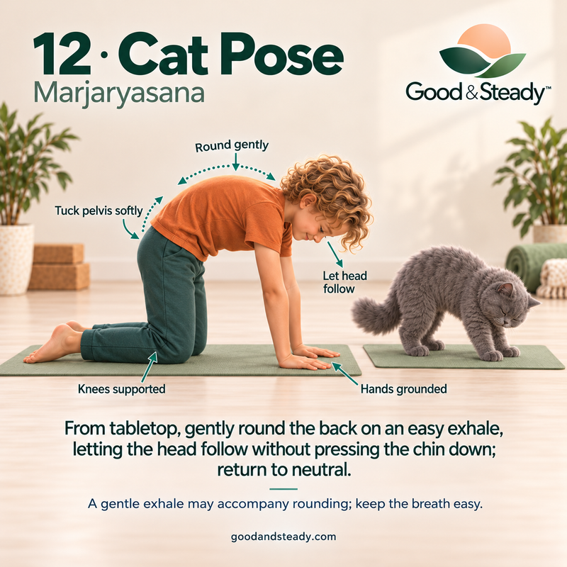 Rick and Kuzya illustrate Cat Pose.